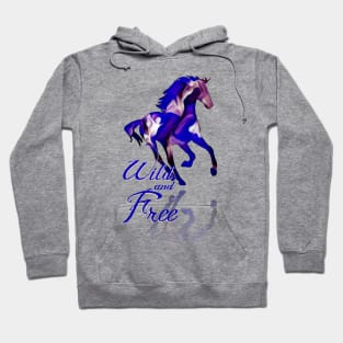 Wild and Free Horse Art - Blue Hoodie